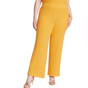 ELOQUII Orange Crochet Knit Pants Plus Sz 14/16 Boho Colorful Beachy NWOT